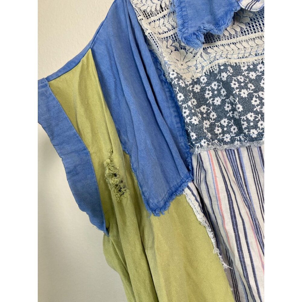 Bluevelvet Patchwork Poncho Top size M/ L Artsy Hippie Lagenlook Boho Peasant - Picture 10 of 16